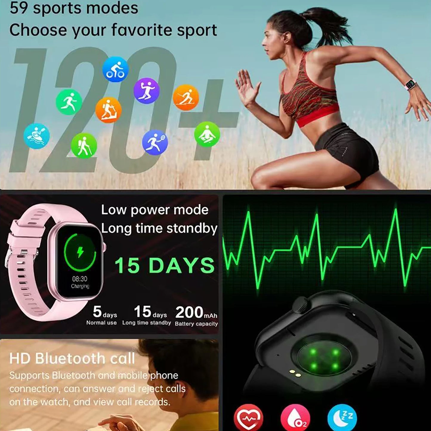 QX7 Sports Smart Watch Men Women 2.09-inch SmartWatch GPS Bluetooth call Heart rate Blood oxygen SOS AI Voice Smartwatch 2025New