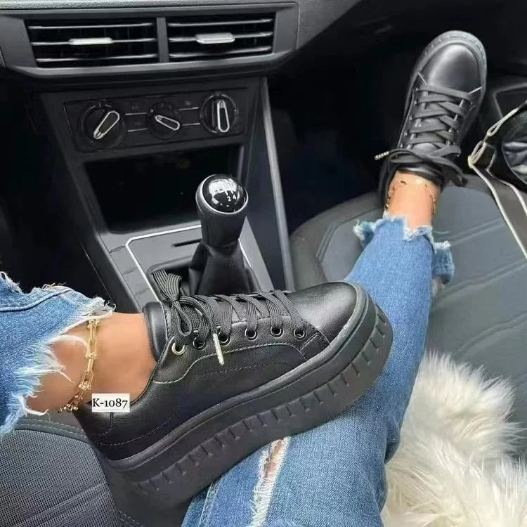 Shoes Casual Shoes for Women 2024New Platform Sneakers Solid Color Ladies Footwear Trend Lightweight PU Vulcanized Shoes