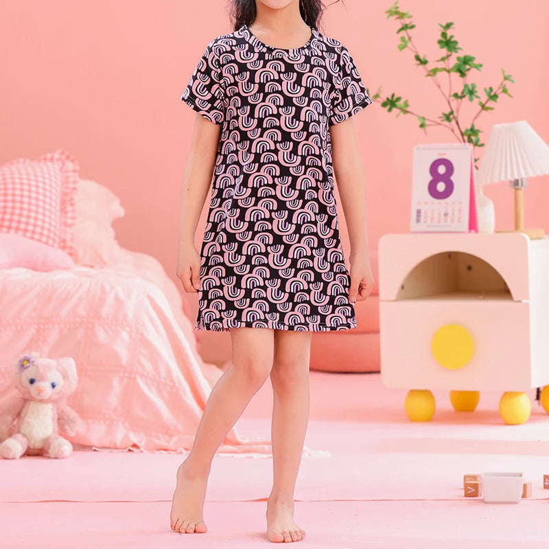 1/2 Piece Summer Children's Dress Girl Sweet And Lovely Casual Fashion Dress Comfortable And Versatile Knee-length Home Dress