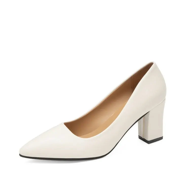 High Heels Women 2022 New Korean Style Pointed Shallow Mouth Thick Heel Fashion Shoes Sapatos De Mujer - Belvar