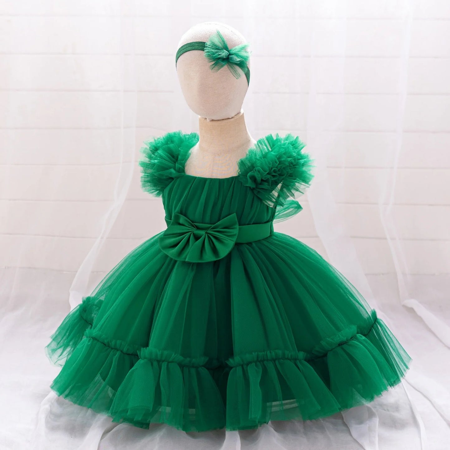 Toddler Party Baby Girls Dresses Baptism Bridesmaids Costume Infants 1st Birthday Bow Princess Dress Baby Wedding Christmas Gown