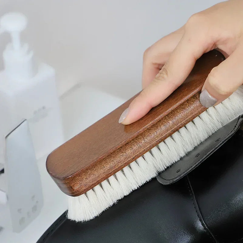 Shoe brush wool hair leather care shoe polish boot cleaner shoe care Multifunctional Soft wool shoe brush with wooden handle