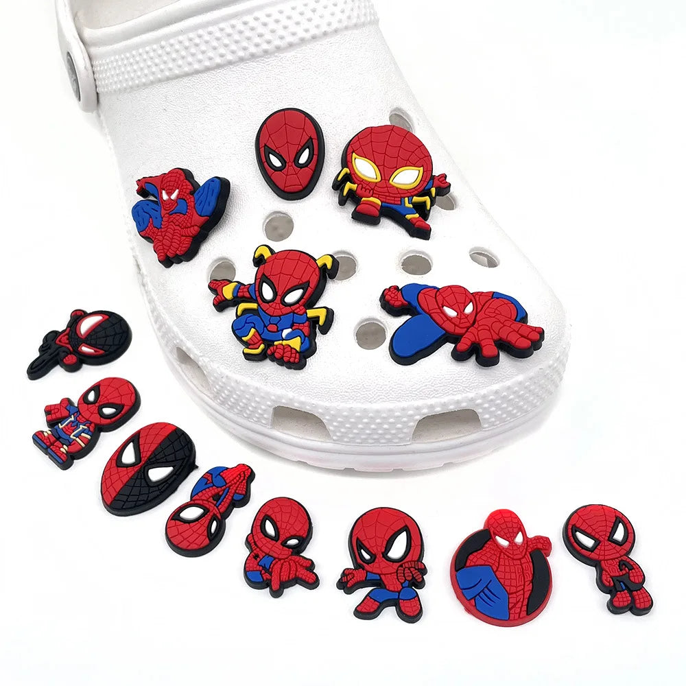 13pcs cute cartoon shoe charms for women men pvc funny superhero shoe accessories