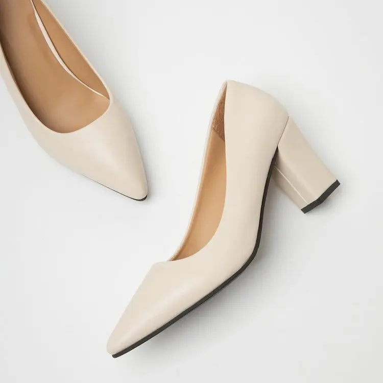 High Heels Women 2022 New Korean Style Pointed Shallow Mouth Thick Heel Fashion Shoes Sapatos De Mujer - Belvar