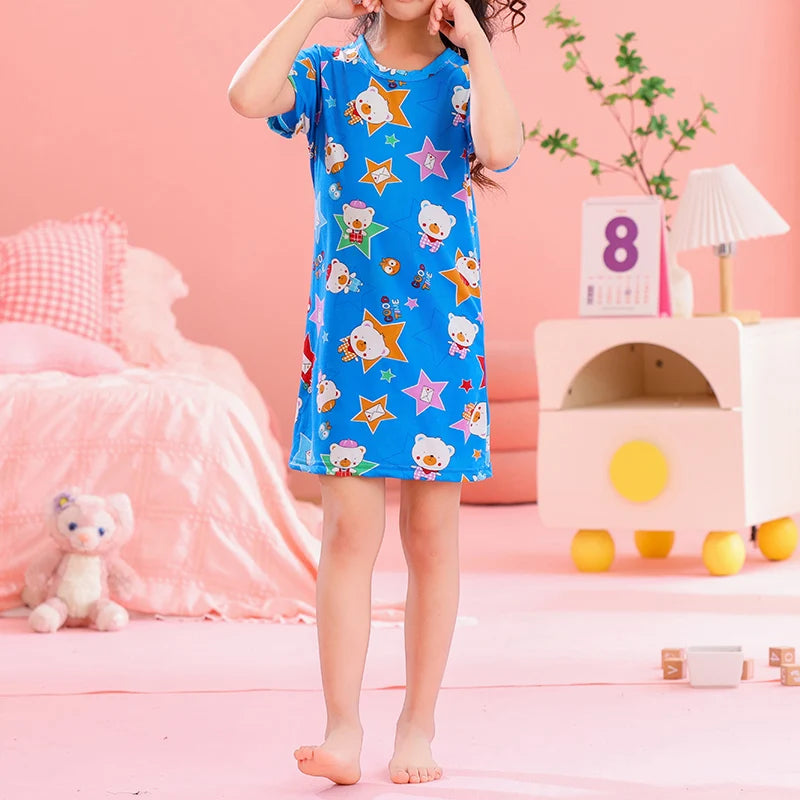 1/2 Piece Summer Children's Dress Girl Sweet And Lovely Casual Fashion Dress Comfortable And Versatile Knee-length Home Dress