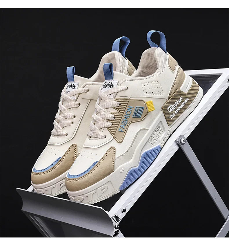 2025 Summer Fashionable Board Shoes Casual Sports Youth Thick Soled Walking Fashion Shoes Height Increasing Men's White Shoes - Belvar