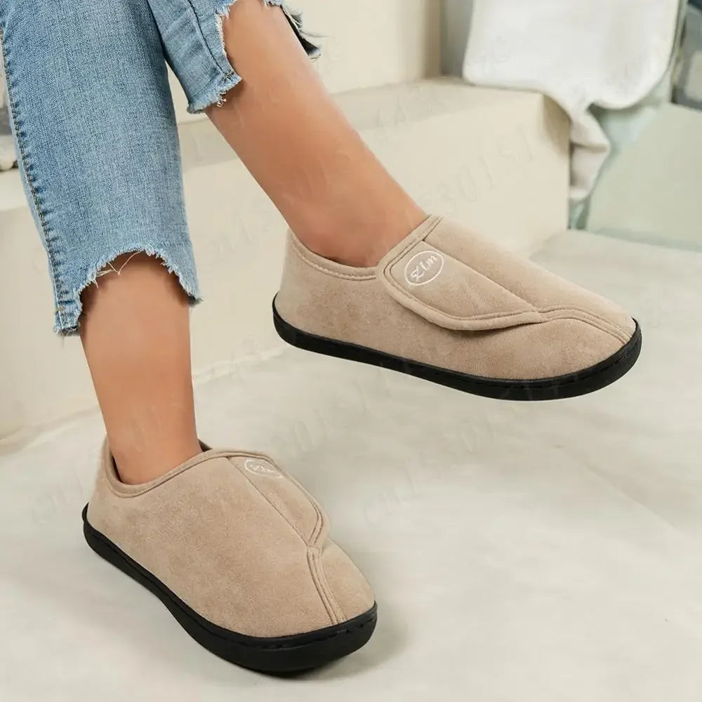 House Shoes for Men Suede Leather Slippers Non-Slip Slip-on Shoes Comfy Warm Plush Indoor/Outdoor for Diabetic Swollen Feet - Belvar