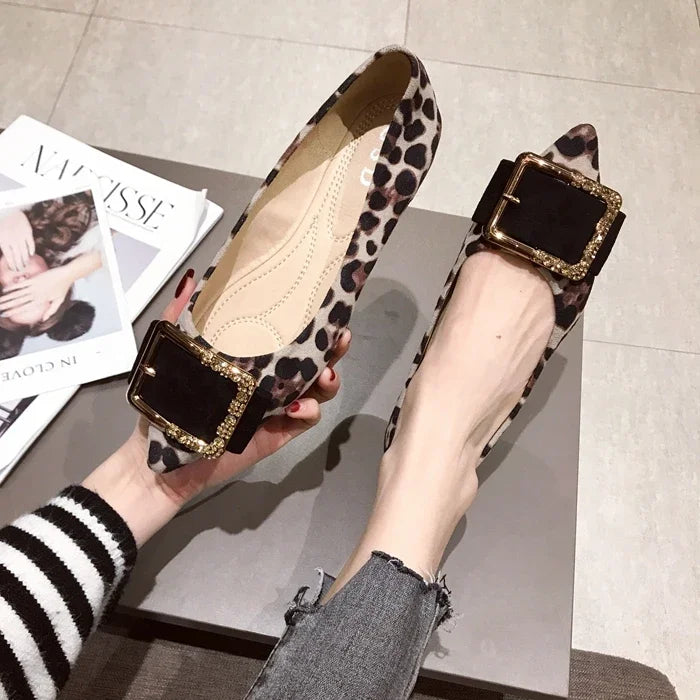 Lady Shoes Flat Heel Leopard Fashion Classic All Match Extra Big Size 44 45 46 Small Size 31 32 33 34 Pointed Toe Women Flats - Belvar