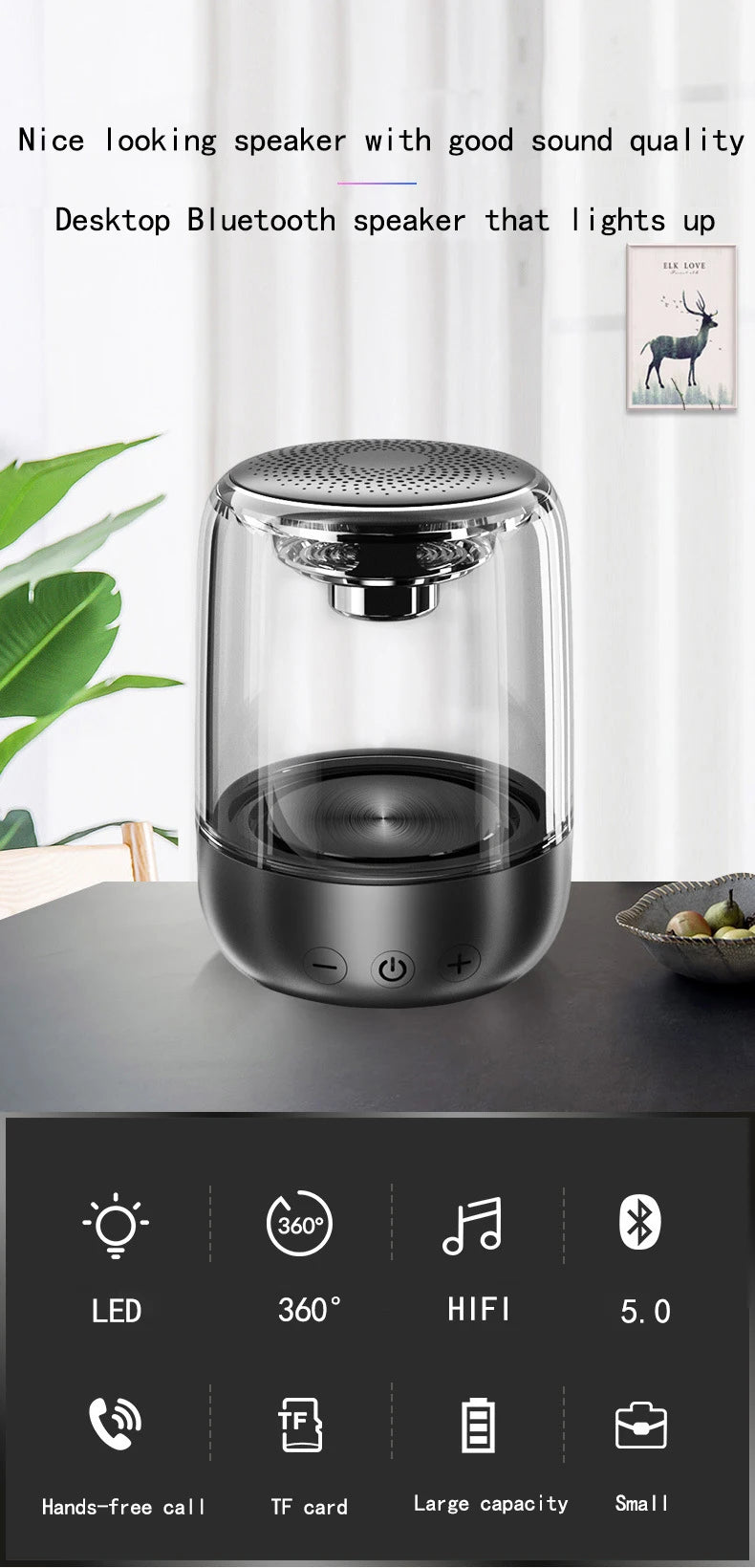 Portable Speaker with TWS, Bluetooth , Balanced Bass, IPX7 Waterproof for All Phone, Outdoor,for Laptop PC