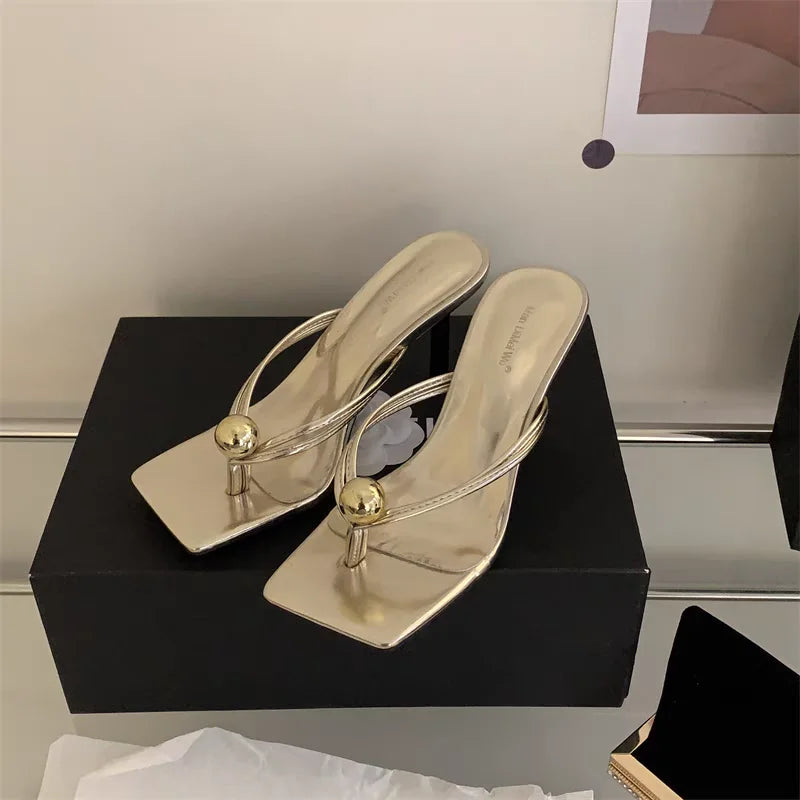 Women High Heels Slippers Designer Heeled Sandals Elegant Shoes Woman Summer 2025 Trend Fashion Fliop Flops Casual Slides Mujer - Belvar