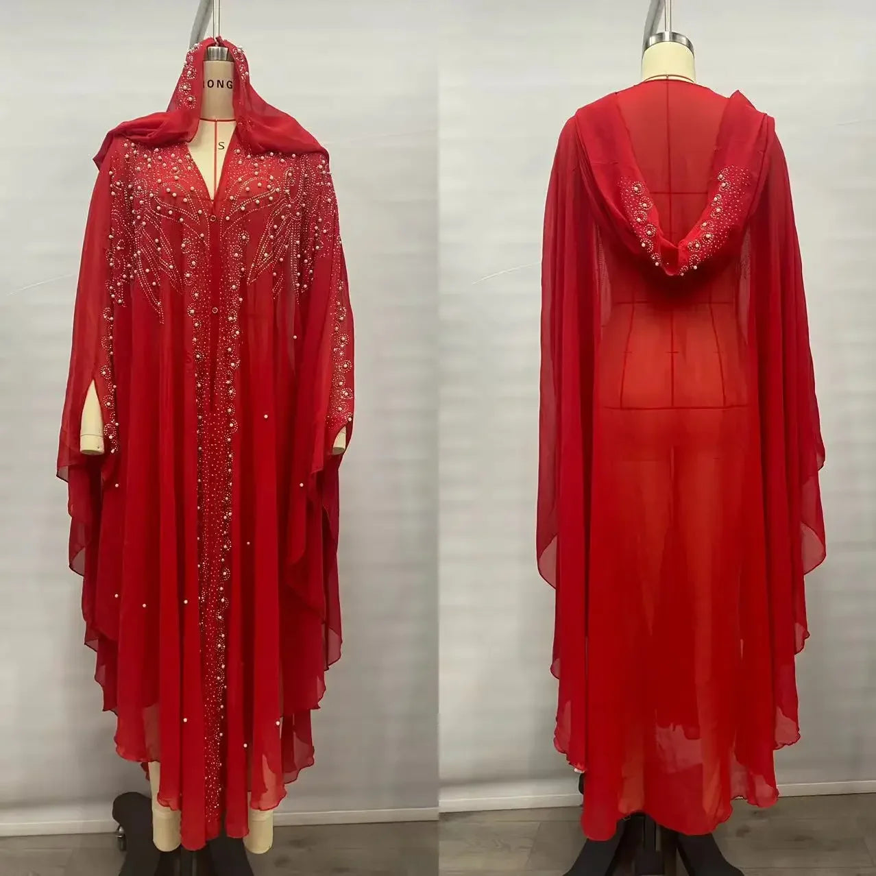 Thin Hooded Cloak Women Clothing Cape Dress Fashion Clothes Vintage Streetwear Ponchos Coats Jackets Bling Diamond Party