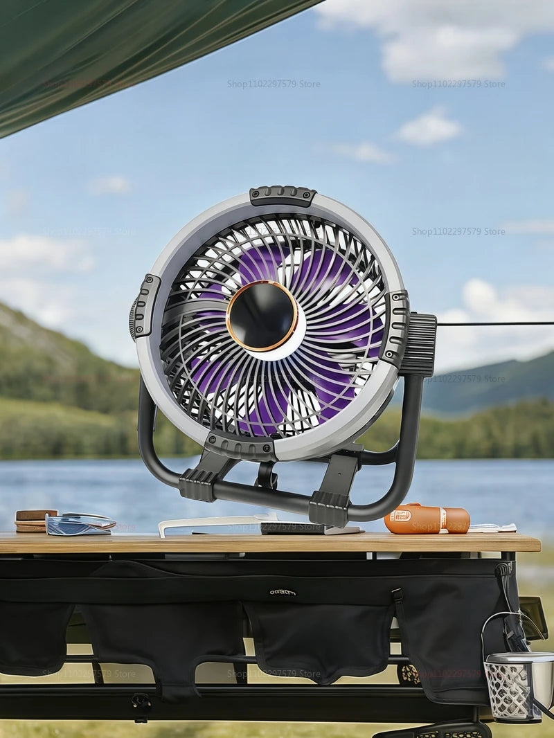 20000mah 6 1 camping fan outdoor ceiling fan with 4 speed charging desktop air circulator LED light power travel camping