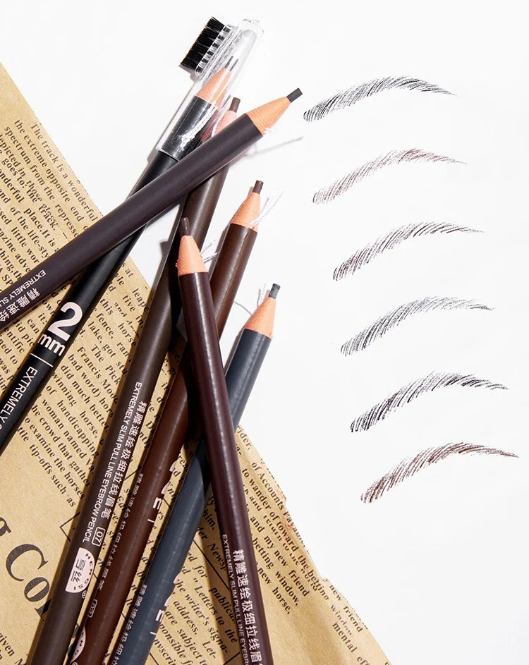 1/3/5/10pcs Ultra-fine Eyebrow Pencil 2mm Line Smooth Soft Eyebrow Pencil Brown Waterproof Long Lasting Make-up Pen with Brush