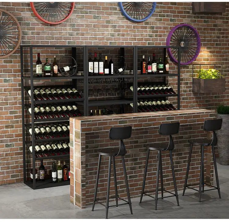 Kitchen Industrial Bar Cabinet Houses Wedding Iron Stackable Handmade Design Display Wine Rack Column Armadietto Cube Furniture