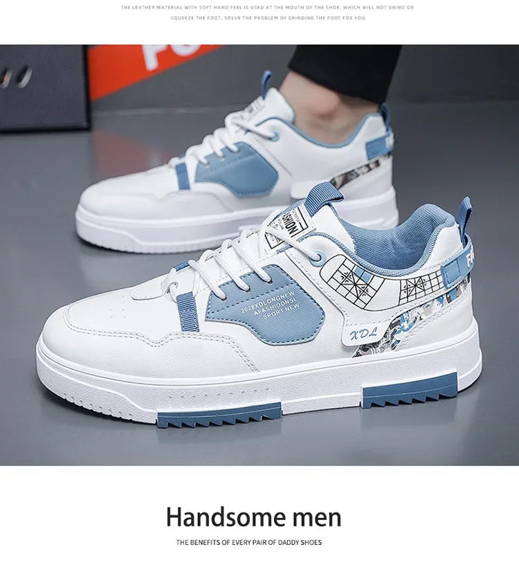 Men's shoes 2024 summer new breathable white shoes men's trendy and versatile thick soled sports board shoes trendy shoes - Belvar