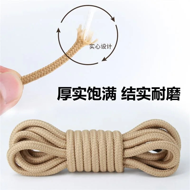 2pcs/ Pair Round Solid Polyester Black Brown Shoelaces For Marten Boot Women Men Outdoor Hiking Boots Sports Shoes Lace Strings