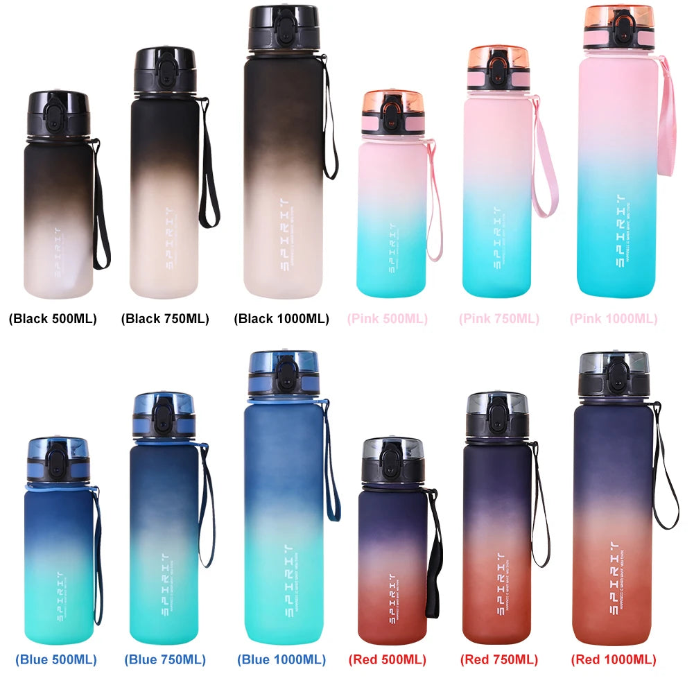 0.5L/0.75L/1L Sports Water Bottle High Capacity Plastic Fitness Portable Leakproof Drinking Bottle Camping Hiking Sports Cups