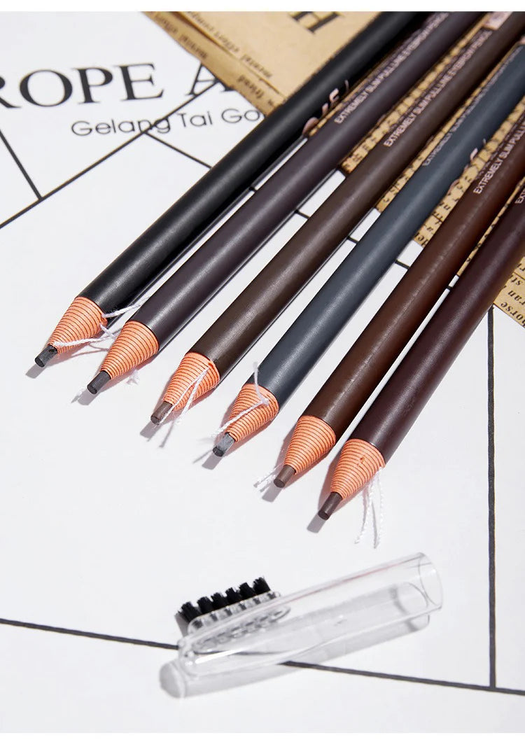 1/3/5/10pcs Ultra-fine Eyebrow Pencil 2mm Line Smooth Soft Eyebrow Pencil Brown Waterproof Long Lasting Make-up Pen with Brush