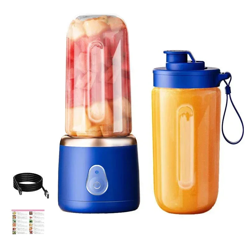 Portable Juicer for Shakes Smoothies Rechargeable USB 400ML Traveling Fruit Juicer Double Cup Fruit Blender Juicer Cup