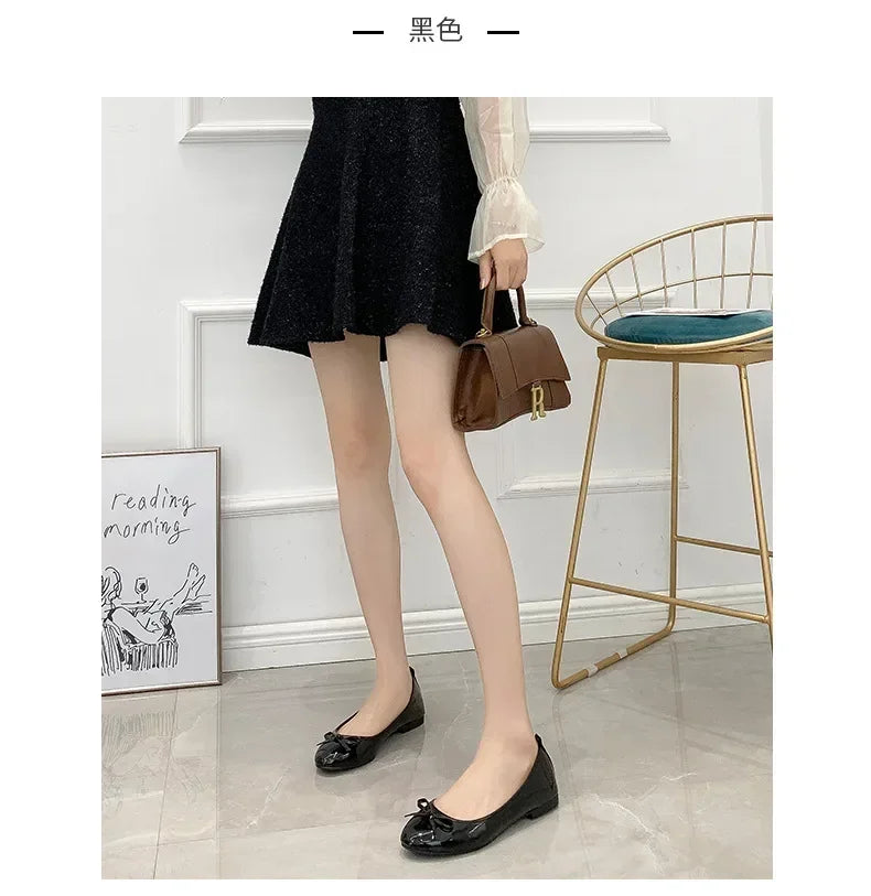 Ballet Flats Shoes Women Classics Casual Loafers Red Patent Leather Lady Fashion Design Bowknot Shoes for Woman's Spring/Autumn - Belvar