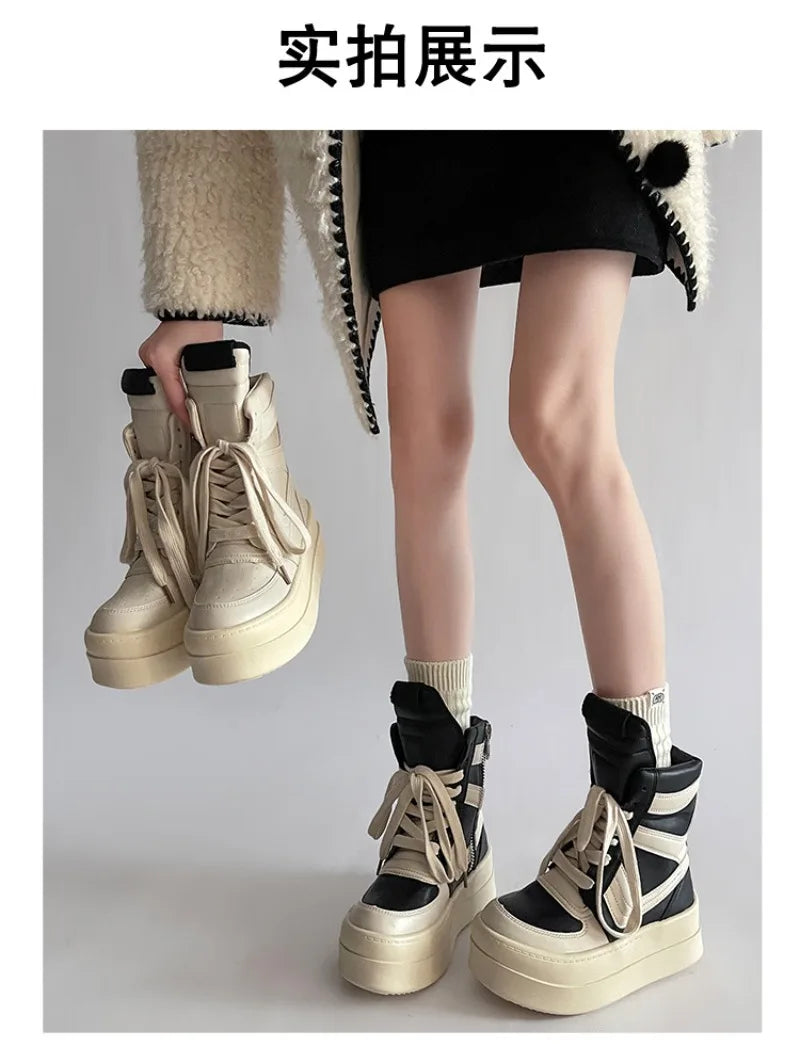 Shoes for Women Women's Ankle Boots Trendy Retro High-top Women's Shoes Fashion Casual Chunky Platform Luxury Designer Sneakers - Belvar