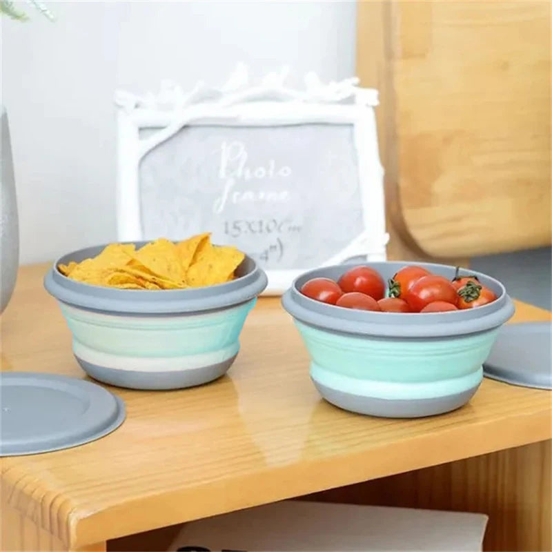3Pcs/Set Bowl Sets Silicone Folding Lunch Box Folding Bowl Portable Silicone Folding Bowl Kitchen Outdoor Camping Tableware