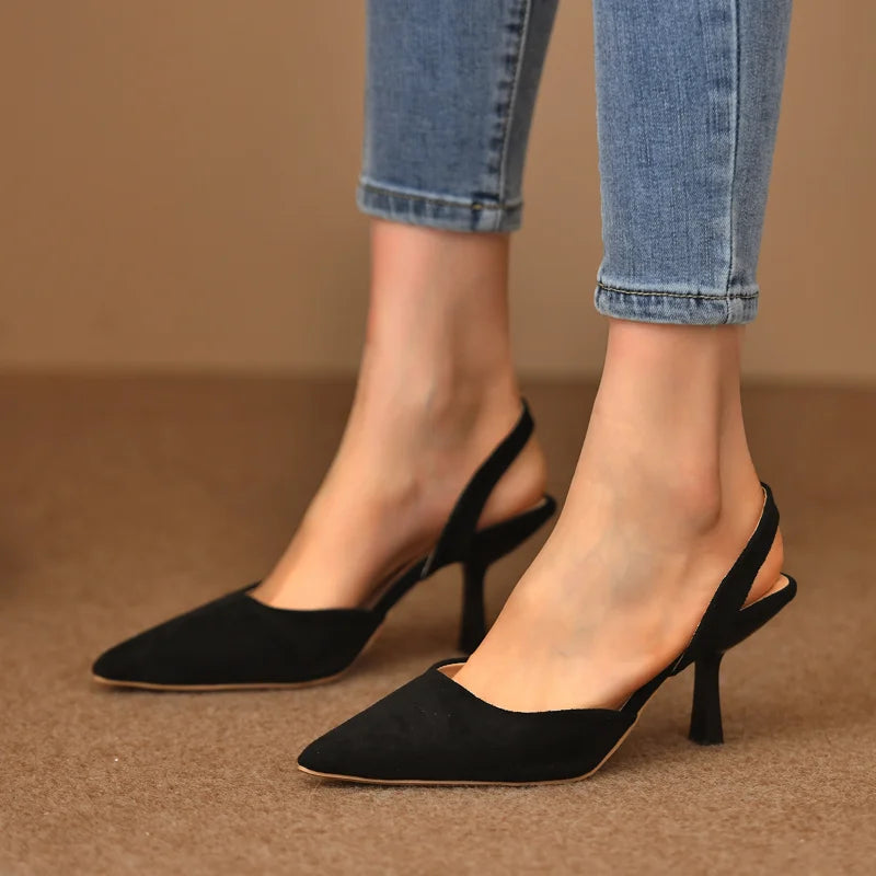 Shoes for Women Fashion One Kick Women's Pumps Autumn Pointed Toe Suede Solid Sexy Dress Stilettos or Thin Heels Shallow Shoes