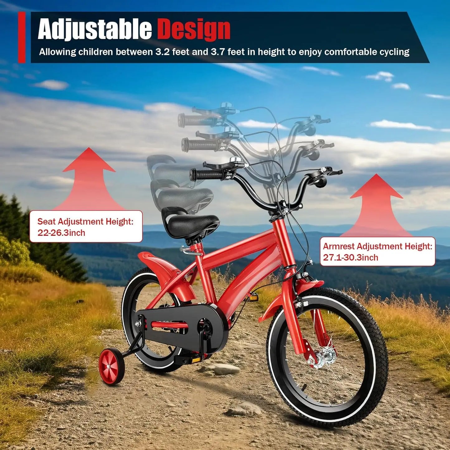 Kids Bike for Ages 3-6 Years Old Boys Girls 14 Inch Kid's Bikes with Training Wheels High Carbon Steel Children's Bicycle - Belvar