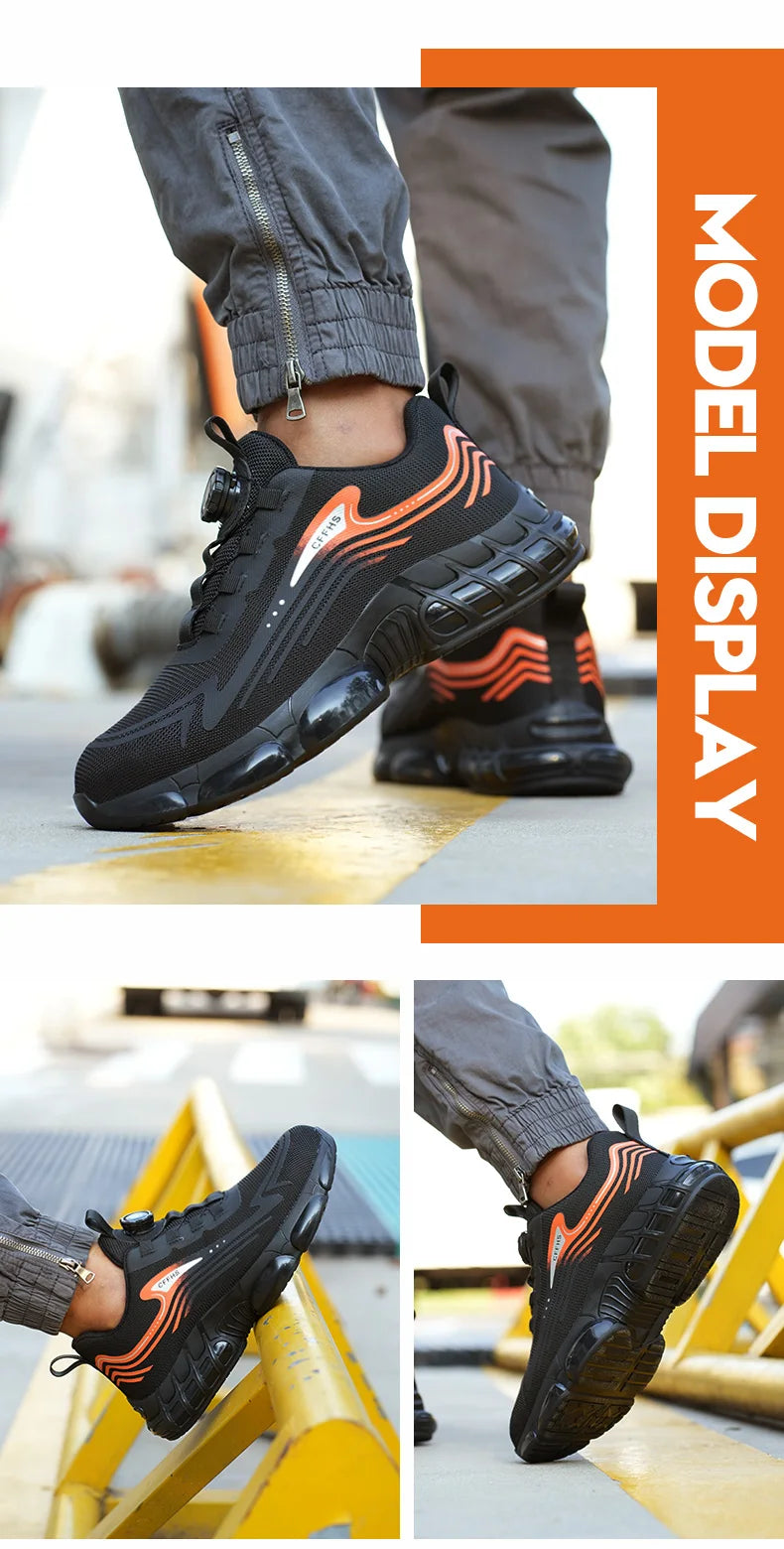 Work Shoes for Men Slip Resistant Comfortable Cushioned Insoles Safety Toe Lightweight Sneakers Anti-smash Industrial Shoes - Belvar