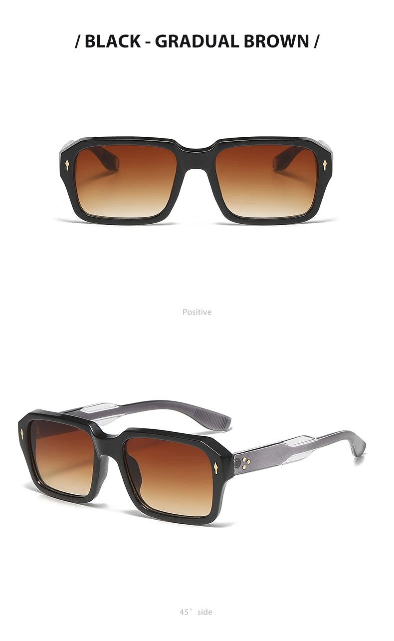 2024 New Square Sunglasses Personalized Sunscreen Ink High Quality Men's Retro Black Classic Rivet Fashion Glasses