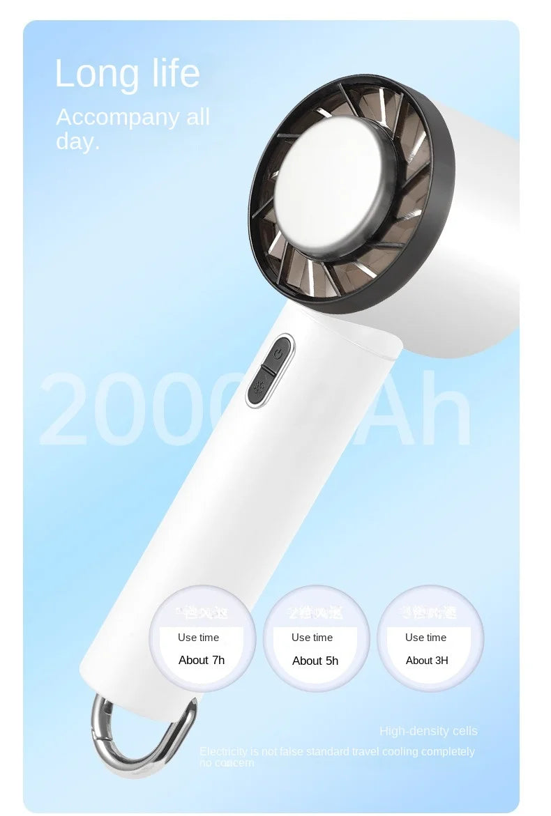 Portable Hand Fan Cooling refrigeration Hanging backpack small fan outdoor 2000mAh usb Rechargeable Handheld Fan