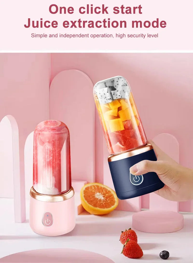 Portable Juicer for Shakes Smoothies Rechargeable USB 400ML Traveling Fruit Juicer Double Cup Fruit Blender Juicer Cup