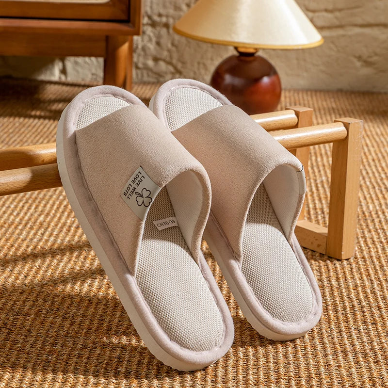 Slippers for Men,Non-Slip Soft-Soled Indoor House Slippers for Spring&Summer, All-Season Linen Home Comfortable Slippers - Belvar