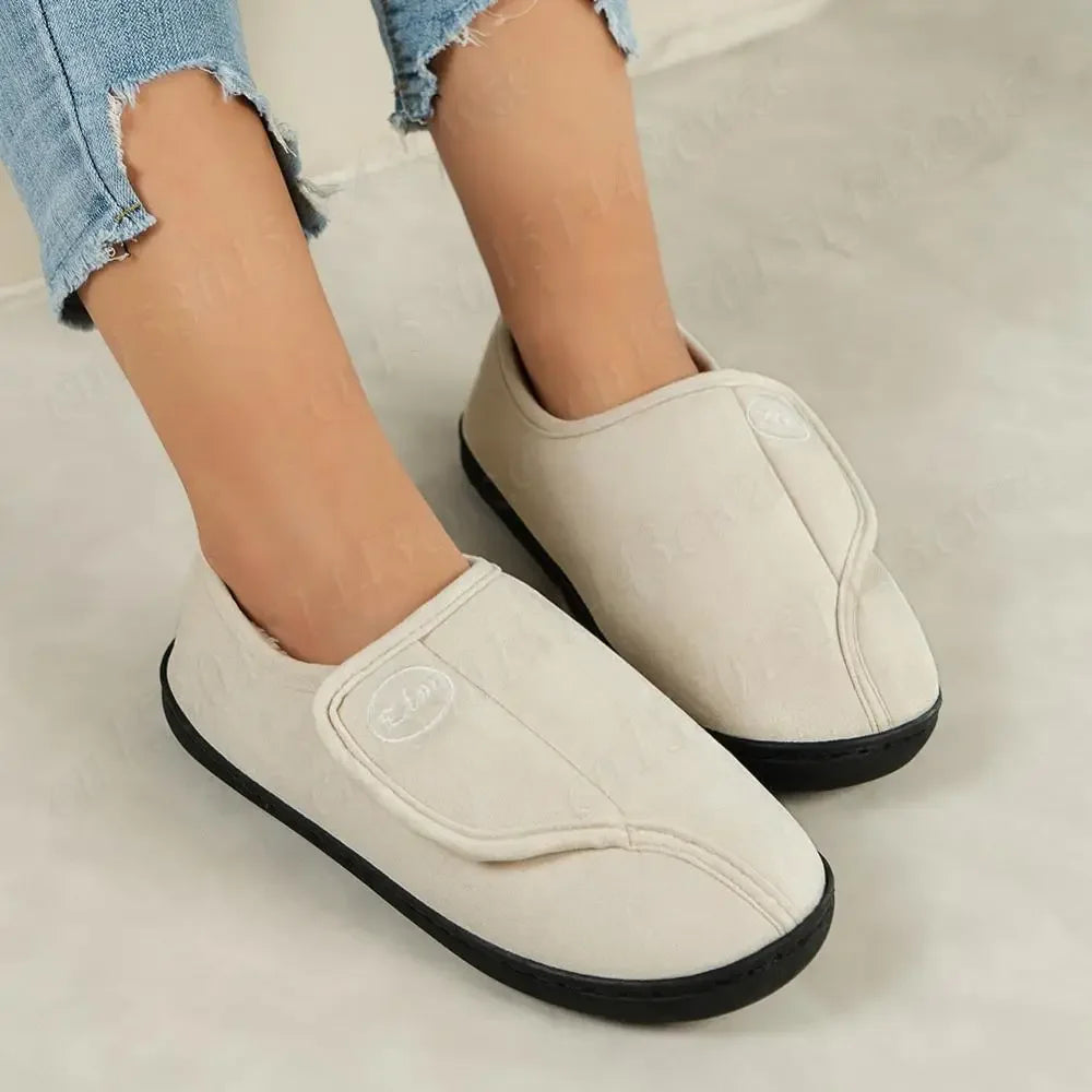 House Shoes for Men Suede Leather Slippers Non-Slip Slip-on Shoes Comfy Warm Plush Indoor/Outdoor for Diabetic Swollen Feet - Belvar