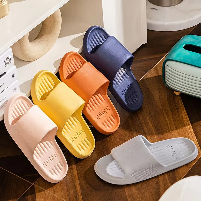 Soft Slippers Couples Home Outdoor Slipper Summer Women Bedroom Thick Bottom Shoes Beach Sandals Men Flip Flops Shower Shoes