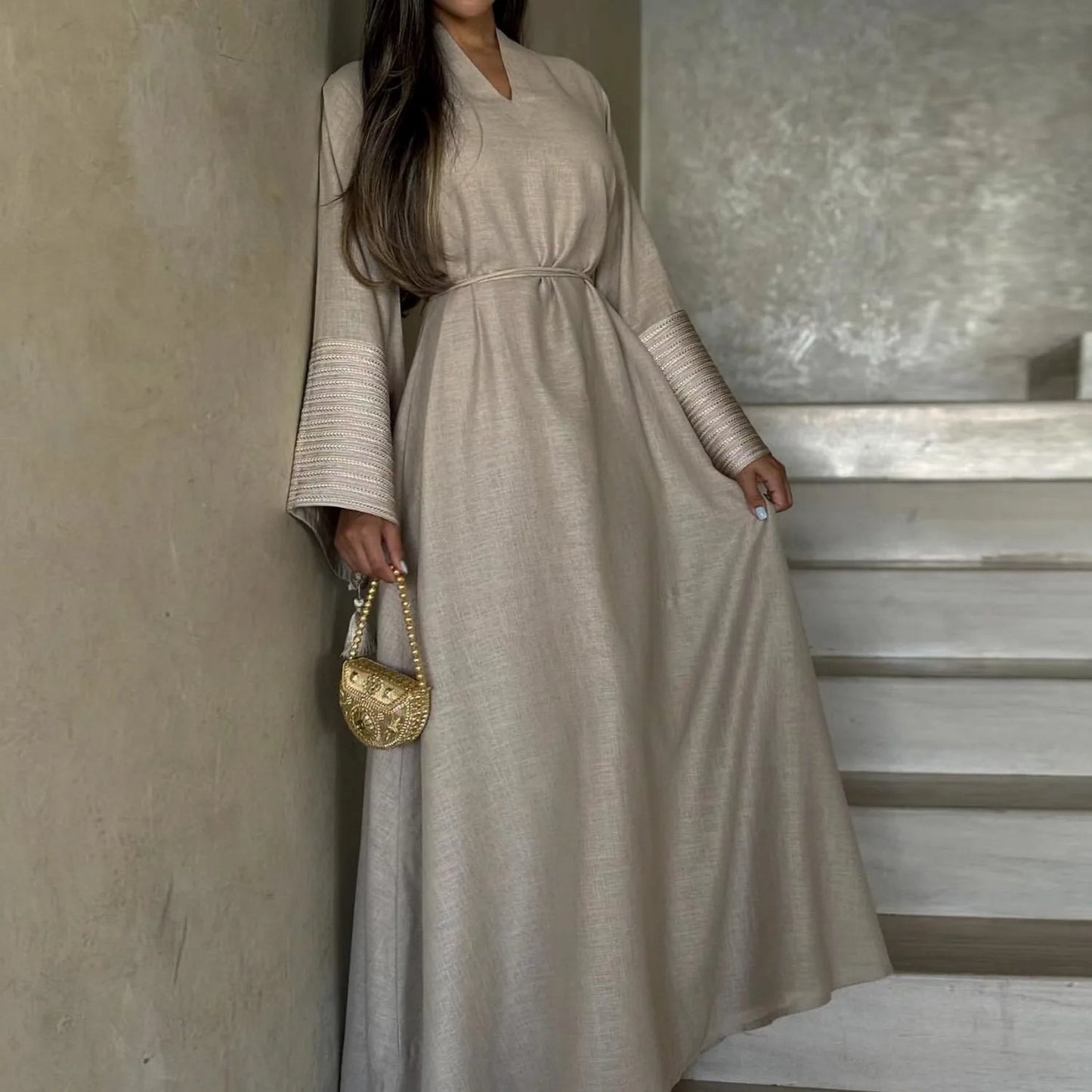 Saudi Arabic Embroidery Muslim Dress for Women Eid Party Gown Dubai Abaya Turkey Kaftan Islam Jalabiya Djellaba Caftan Marocain