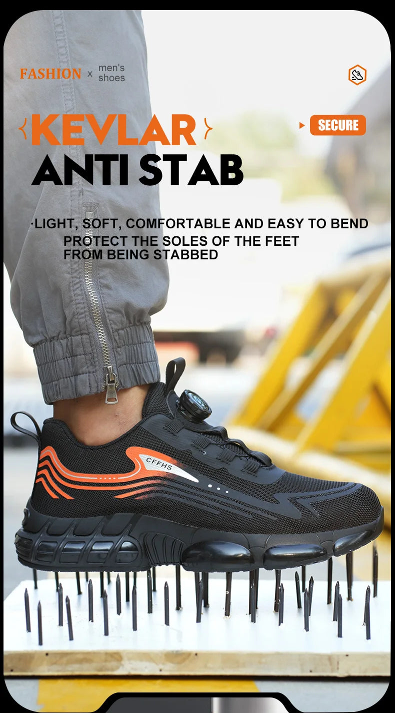 Work Shoes for Men Slip Resistant Comfortable Cushioned Insoles Safety Toe Lightweight Sneakers Anti-smash Industrial Shoes - Belvar