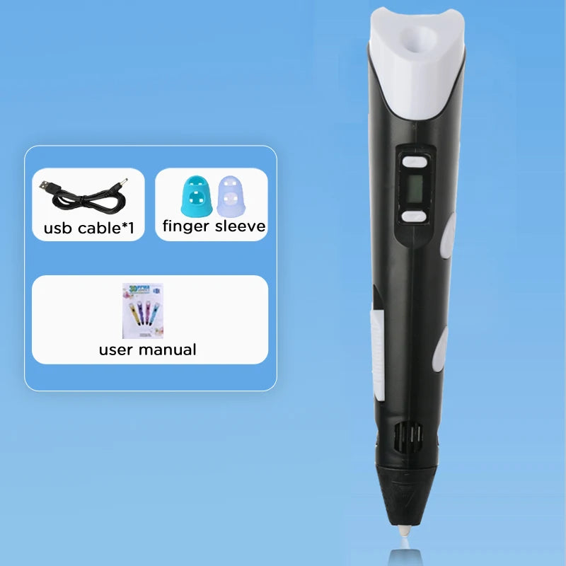 3D Pen Drawing Printing Pen With LCD Screen Compatible PLA Filament Toys Safe Paiting for Children DIY Christmas Birthday Gift