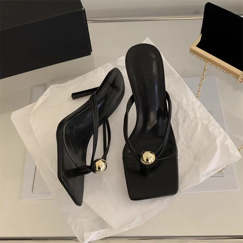 Women High Heels Slippers Designer Heeled Sandals Elegant Shoes Woman Summer 2025 Trend Fashion Fliop Flops Casual Slides Mujer - Belvar