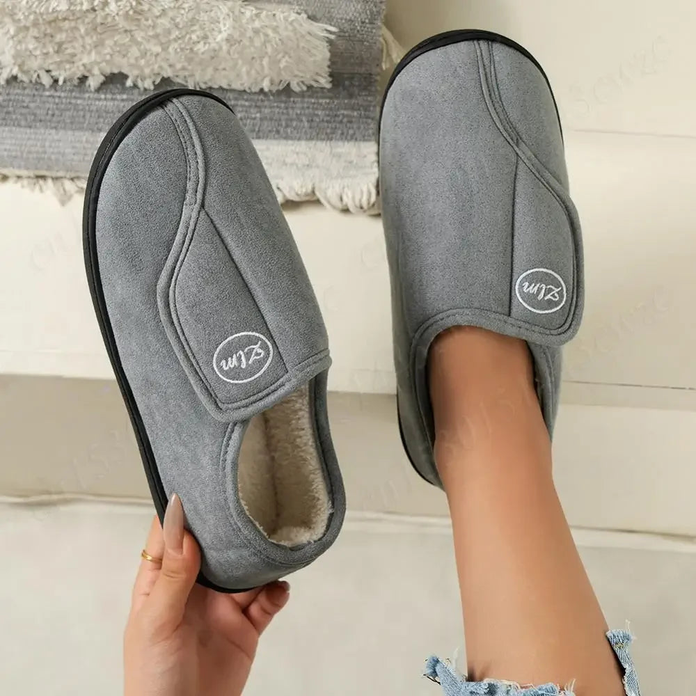 House Shoes for Men Suede Leather Slippers Non-Slip Slip-on Shoes Comfy Warm Plush Indoor/Outdoor for Diabetic Swollen Feet - Belvar