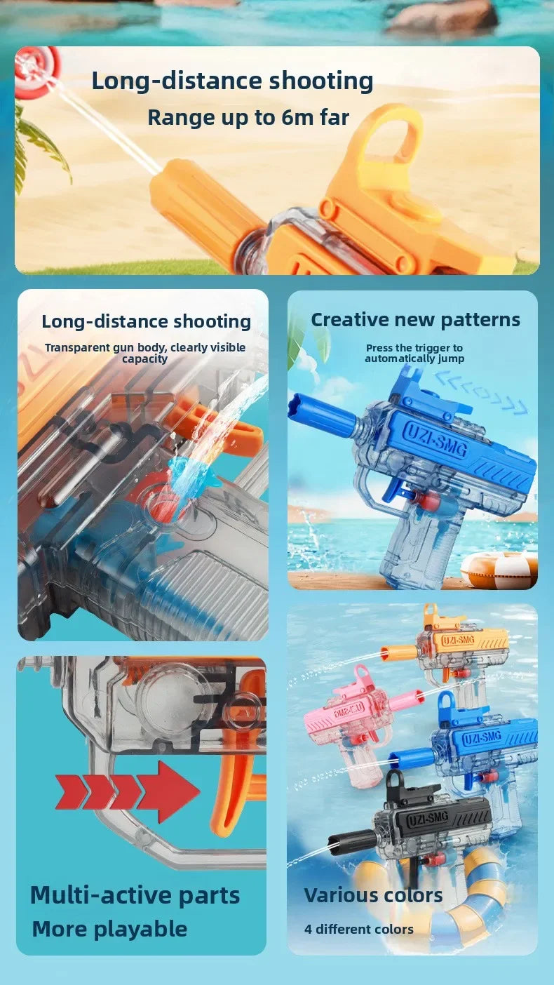 Summer Water Gun Non Electric Pistol High-pressure Full Automatic Shooting Water Beach Toy Gun for Kid Adult Interesting Game
