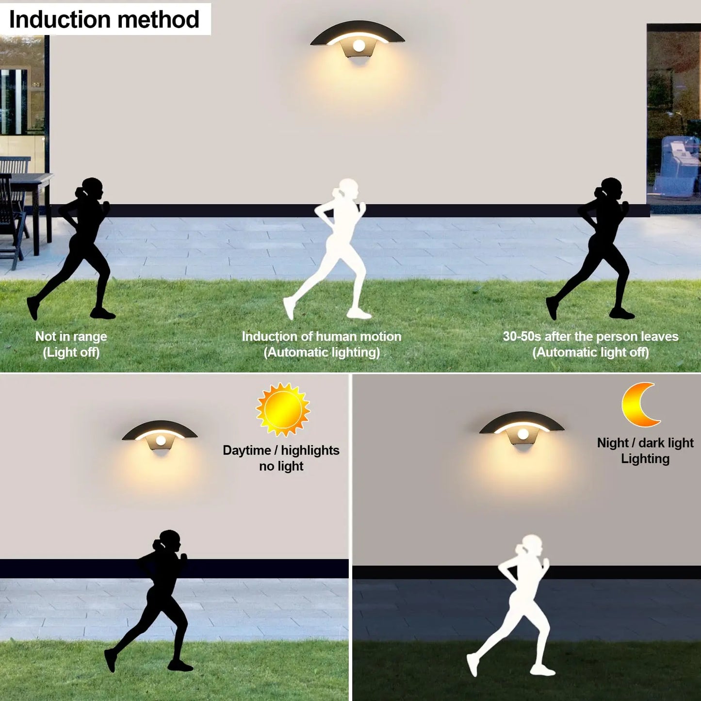 2 Pack Outdoor Wall Light, 12W Modern Exterior Wall Lighting with Motion Sensor, IP65 Waterproof Black Wall Lamp for Entryway