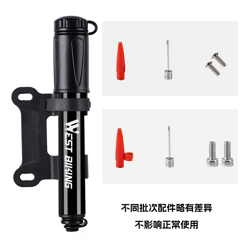 WEST BIKING 100Psi Mini Bike Pump Aluminum Alloy Bicycle Hand Air Pump Tire Inflator Schrader Presta Valve MTB Road Cycling Pump
