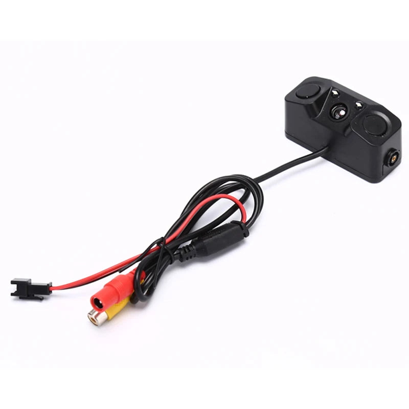 3 in 1 Car Parking Sensor Car Reverse Backup Rear View Camera with 2 Radar Detector Sensors Indicator Buzzer Alarm Car Camera