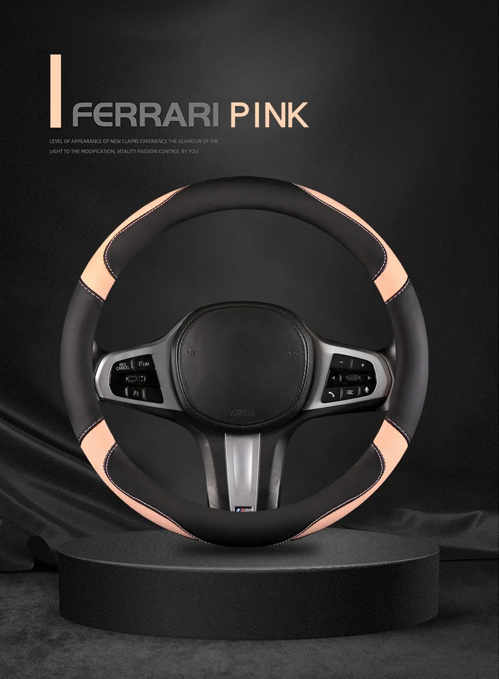 Car Steering Wheel Cover - Universal Car for Diverse Cars, Durable Leather Cover with Anti-Slip Lining, Fit for 14.5"-15" - Belvar