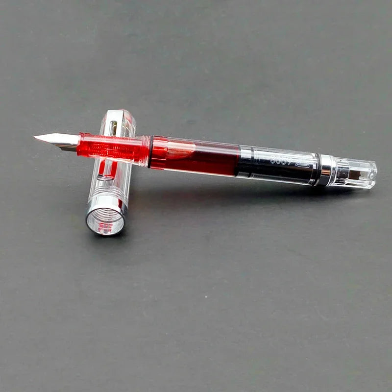 Student Practise Calligraphy Plastic Transparent Fountain Pen F Nib 0.5mm Hooded Nib 0.38mm Color Ink Pens School Supplies