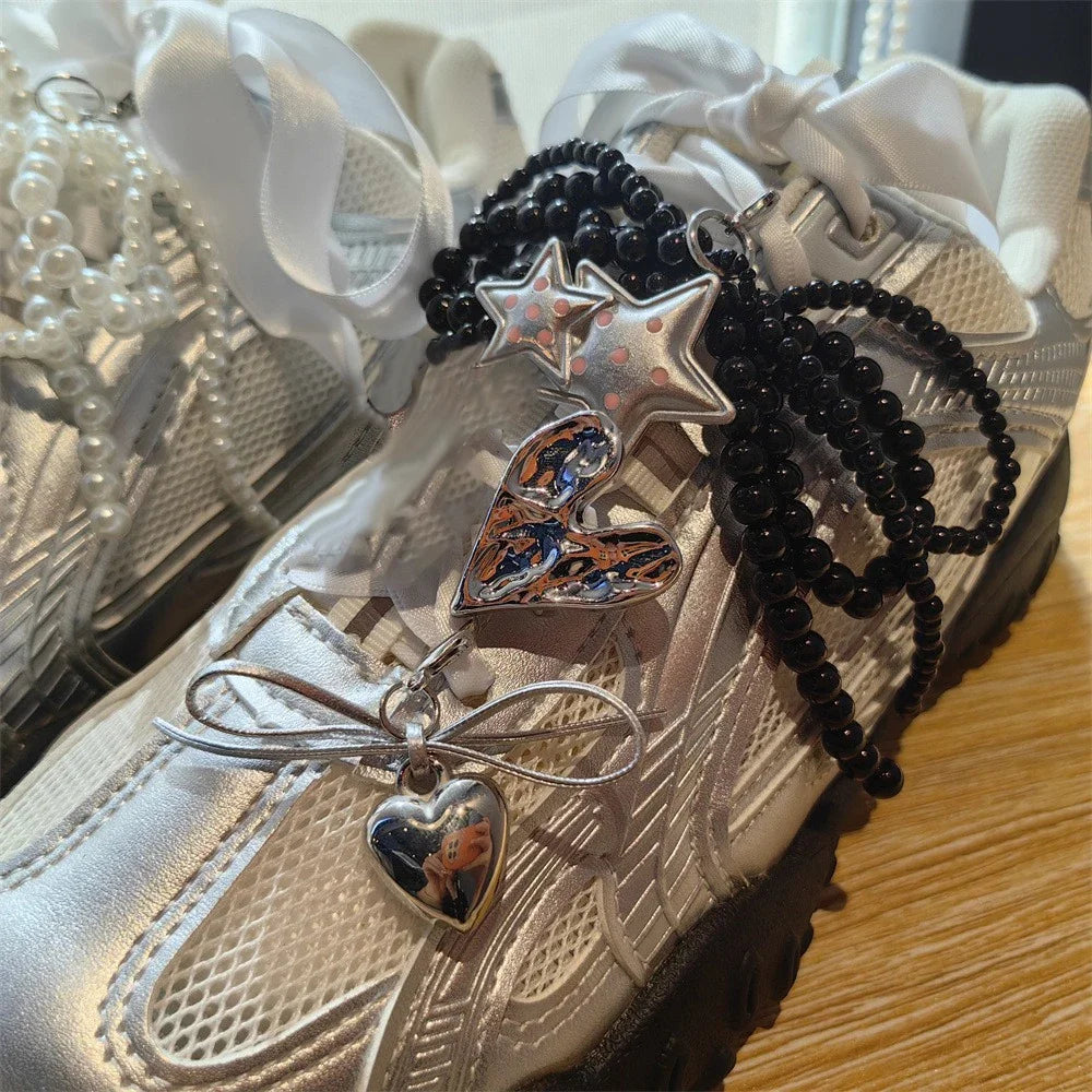 Shoe lace Charms for Sneakers Girl Pearl Bow Bear Shoe decoration Y2K Sweet Premium Decorative Shoes Charm Laces Accessories