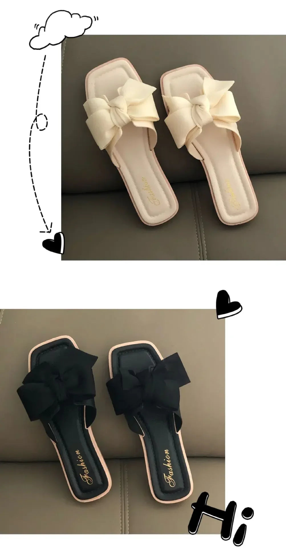 Bow slippers female summer wear new fashionable sweet girl flat bottom non-slip fairy wind word cool slippers female - Belvar