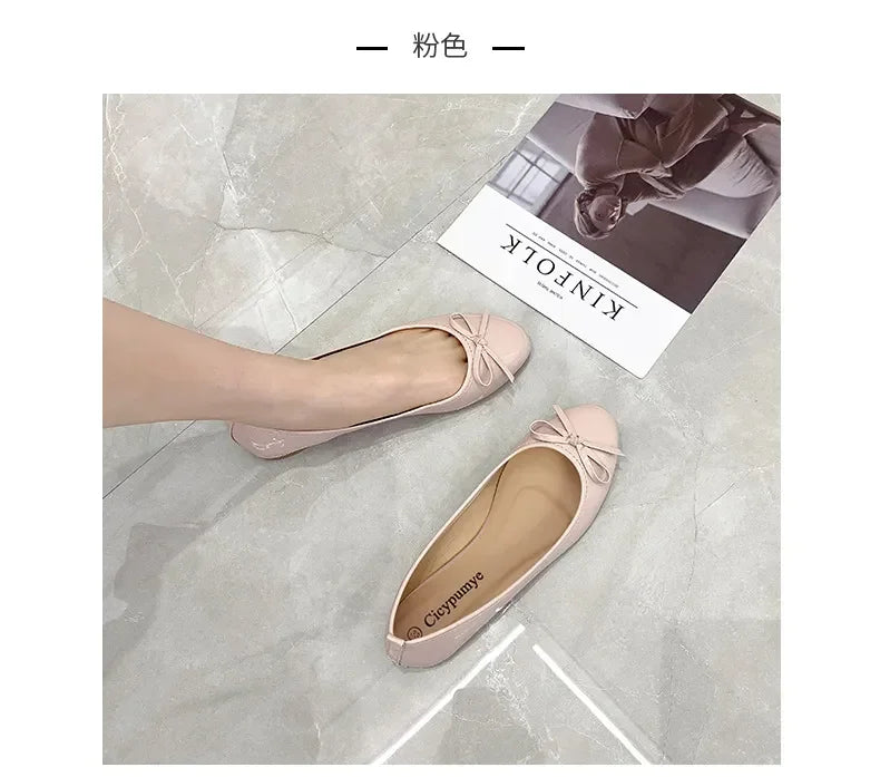 Ballet Flats Shoes Women Classics Casual Loafers Red Patent Leather Lady Fashion Design Bowknot Shoes for Woman's Spring/Autumn - Belvar