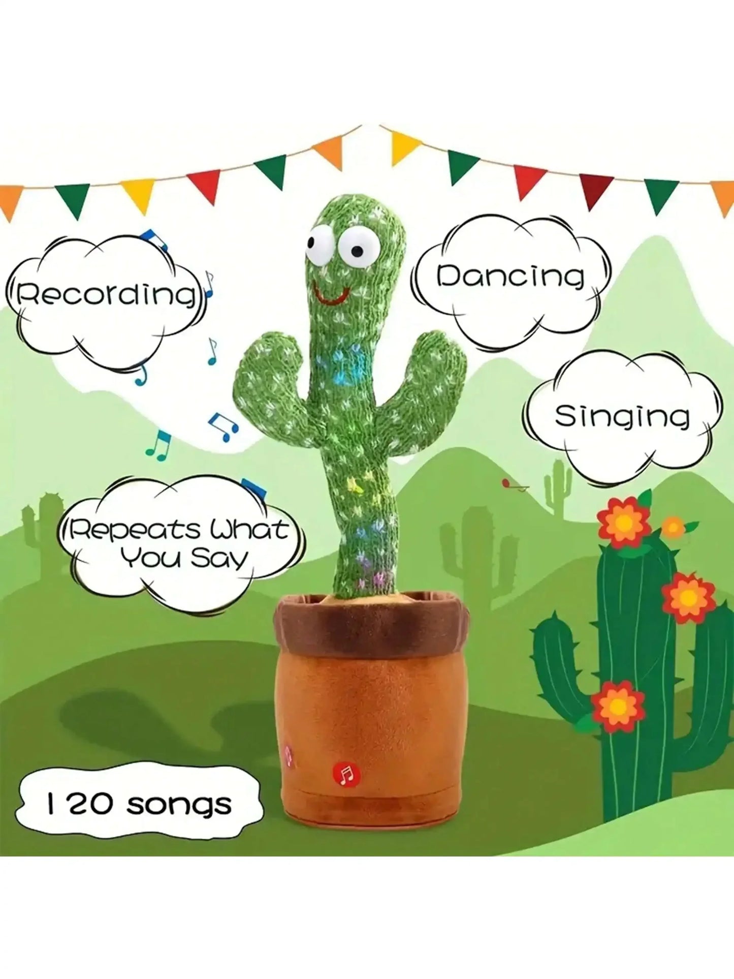 1pc-A Talking Cactus Toy That Can Be Charged Recorded And Repeated Suitable For Spanish English And Arabic Voice Changer